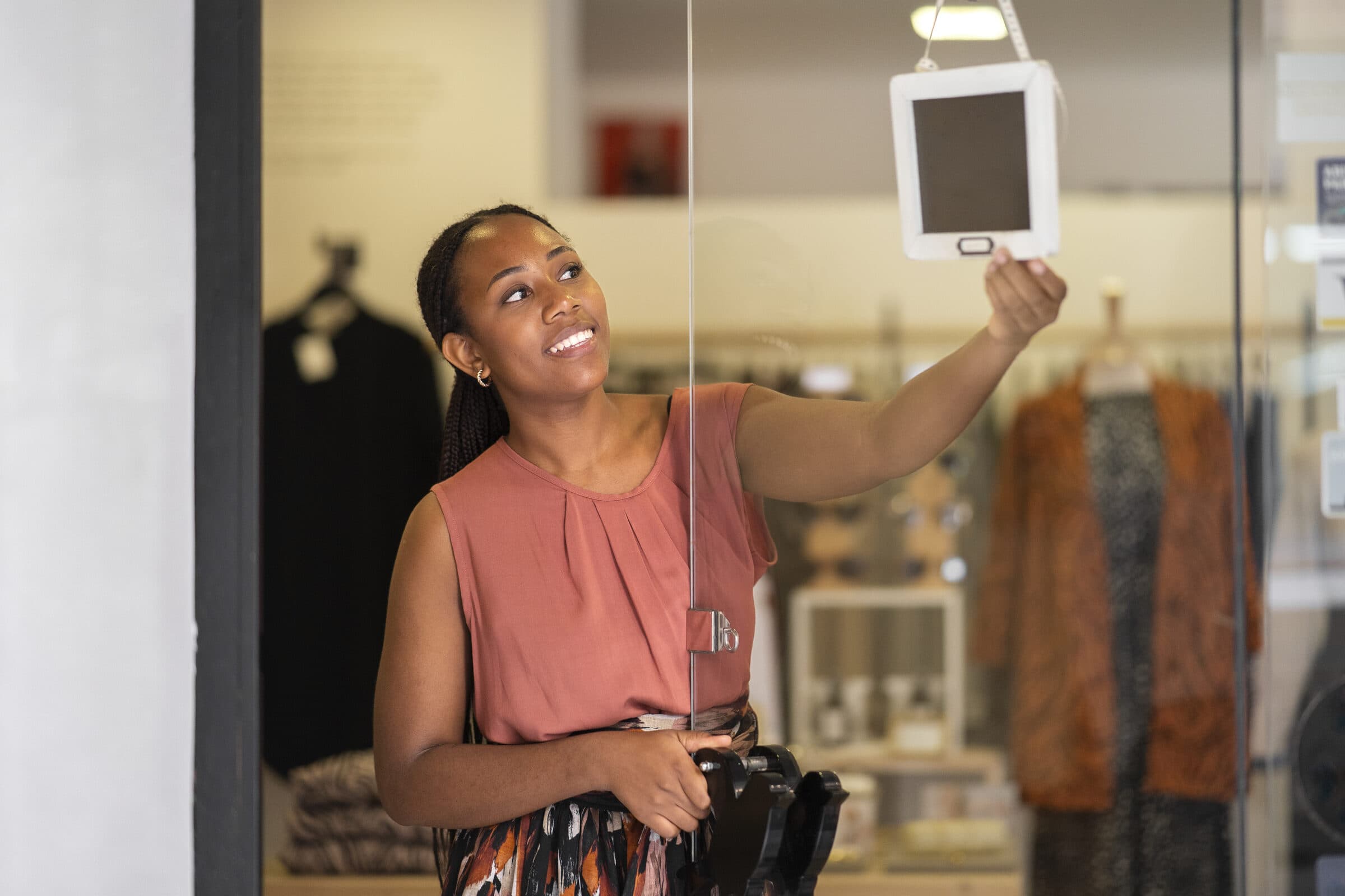 Small business owner working on her laptop